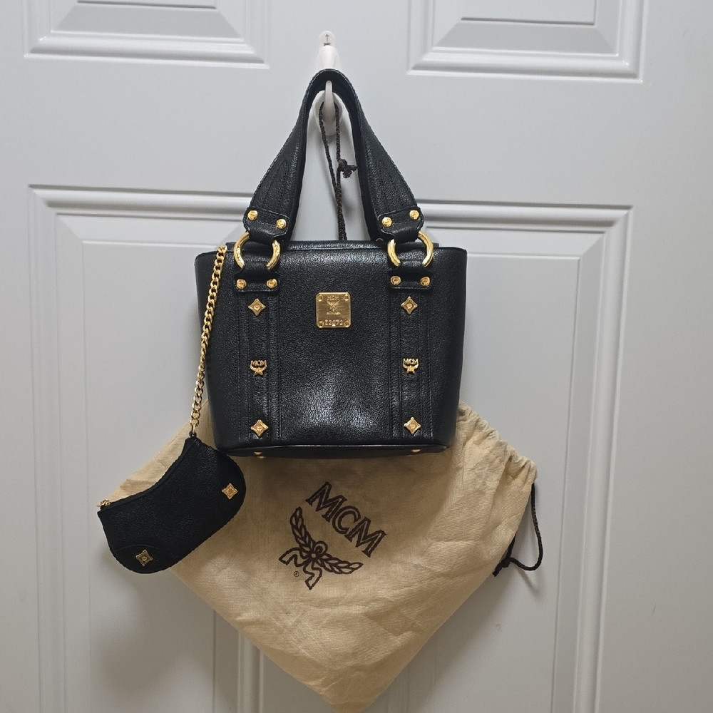 MCM Black and Gold Mini Bag With Baby Pouch Amazing Condition AUTHENTIC